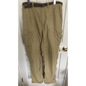 REI Convertible Cargo Pants Shorts Tan Khaki Zip Off Belted, Men's XL / 34L